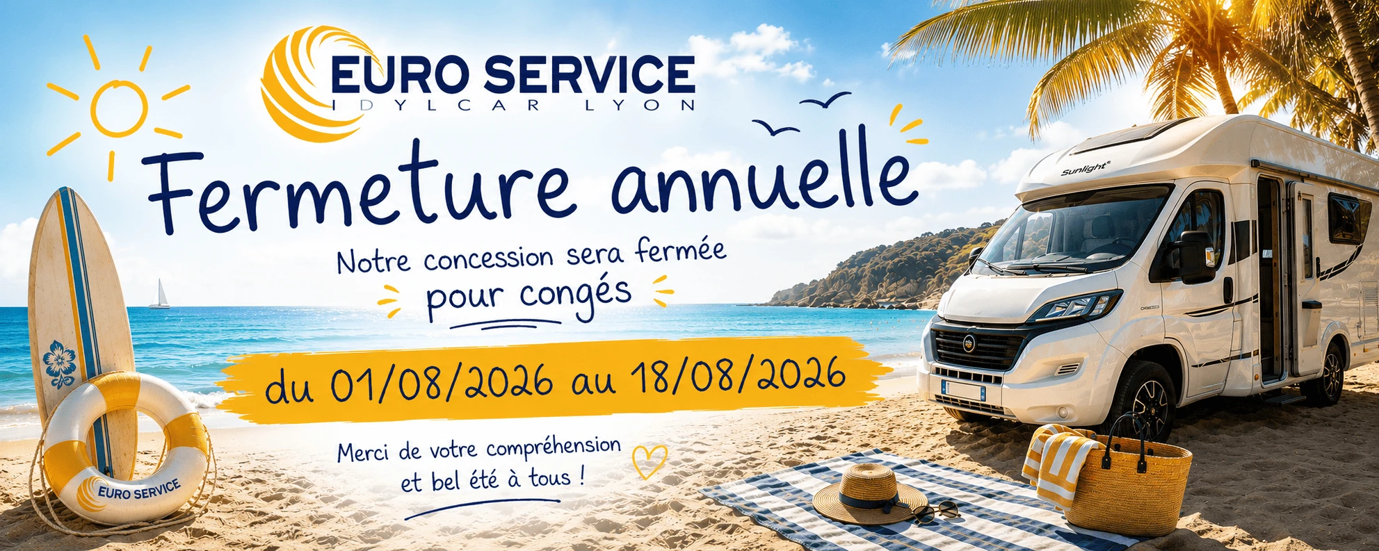 La concession avec une piste d'essai pour camping-car